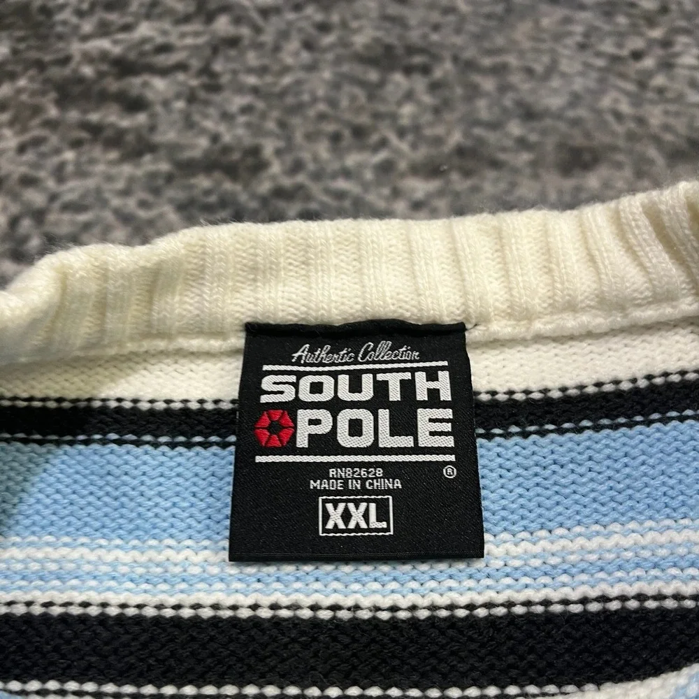 Vintage Southpole Sweater Crewneck Mens XXL White Blue Hip-Hop Y2K 2000s‎